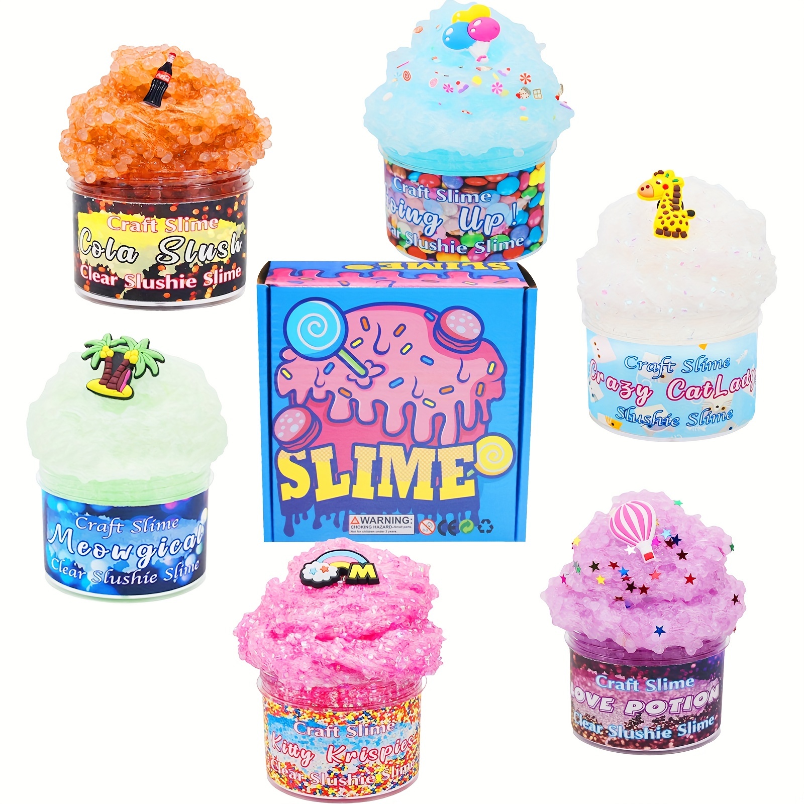 Butter Slime Kit 6 Pack Pre Made Sludge Party Favors with Oreo, Candy,  Coffee