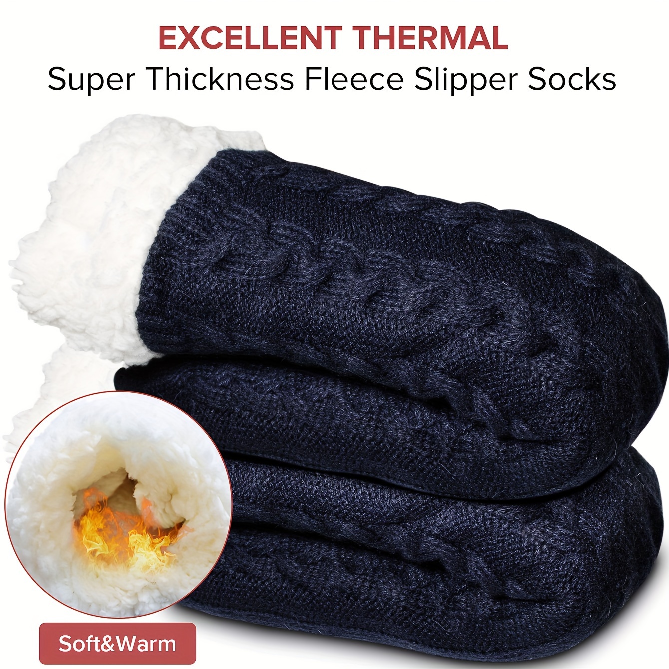 Mens Boot Slipper Socks Winter Non Skid Warm Slipper Socks Cozy