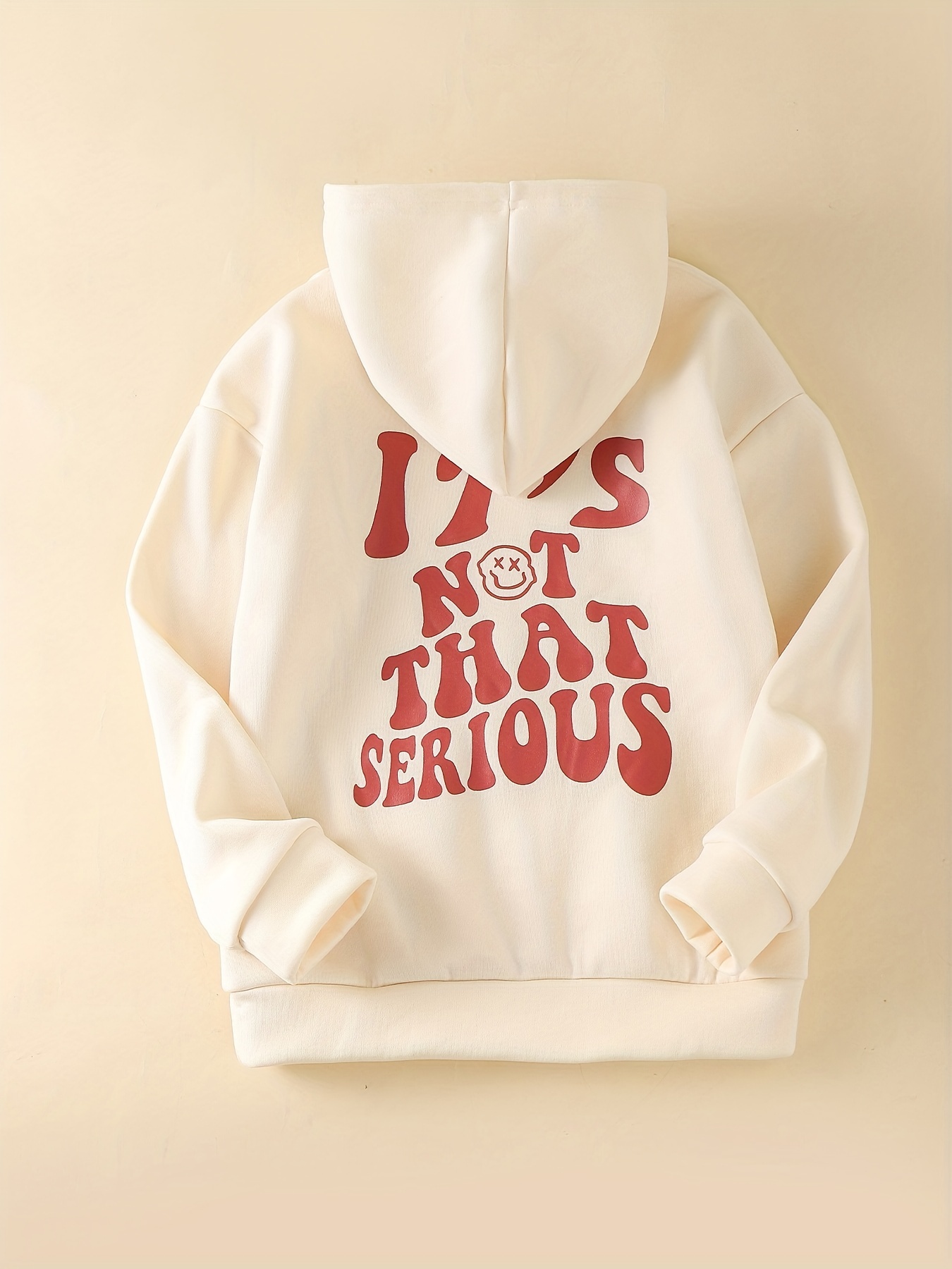 Bee & Slogan Graphic Kangaroo Pocket Drop Shoulder Drawstring