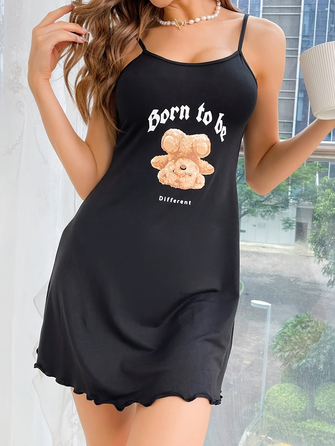 Thickened And Velvet Cute Little Bear Nightgown, Long Sleeve Cute Hooded  Loose Pajamas Housewear, Women's Sleepwear & Loungewear