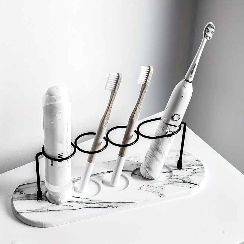 Toothbrush Rack With Diatom Mud Base Diatomite Earth Toothbrush Tray 4 Slot  Bathroom Countertop Toothbrushes Makeup