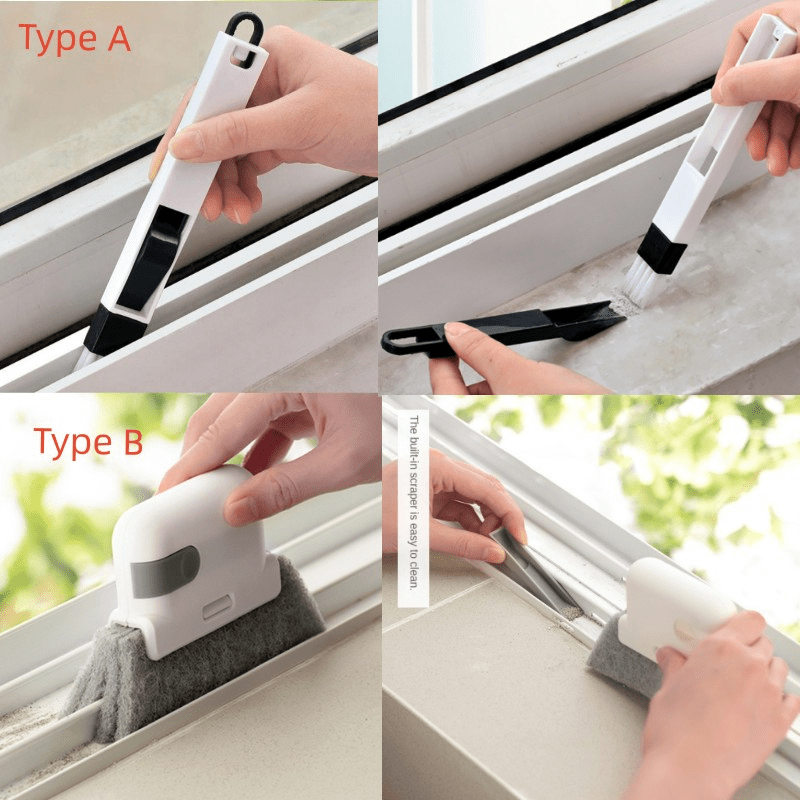 3 PCS SET )Glass Cleaning Wiper Brush, Small 2 in 1 Glass Wiper Cleaning  Brush Mirror