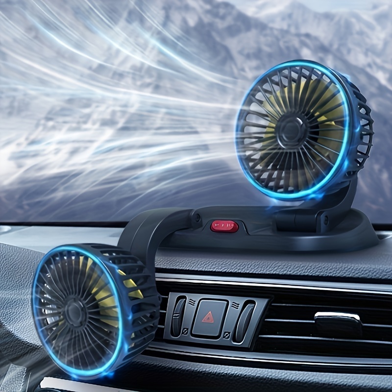 Ventilateur de voiture, ventilateur de voiture USB alimenté par batterie  avec fonction d'arôme, 4 vitesses, travail silencieux, ventilateur de  voiture rotatif à 360 degrés, air de refroidissement 5v Petit ventilateur  de voiture