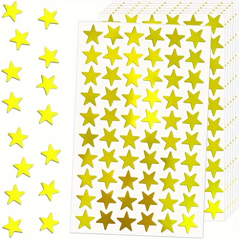 Small Gold Four-pointed Stars Sticker Sheet. Set of 231 Mirror Gold Peel  and Stick Vinyl Star Decals for Nails, Planners and Ornaments. 