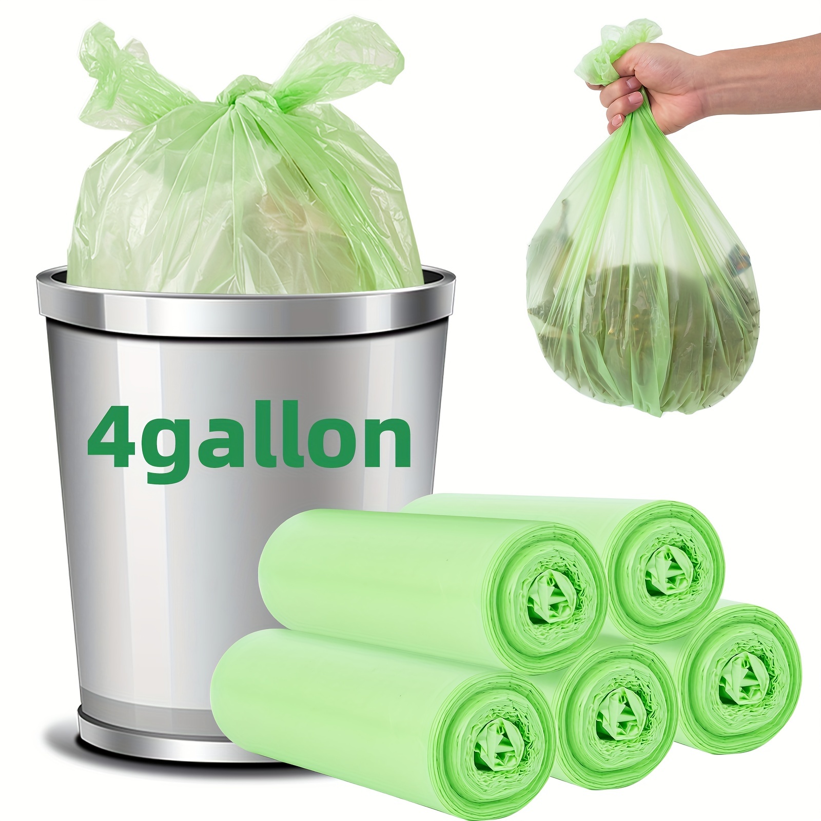 Bolsas de basura pequeñas de 4 galones, 250 unidades, bolsas de basura,  bolsas de basura de 15 litros, bolsas de basura para el hogar, oficina
