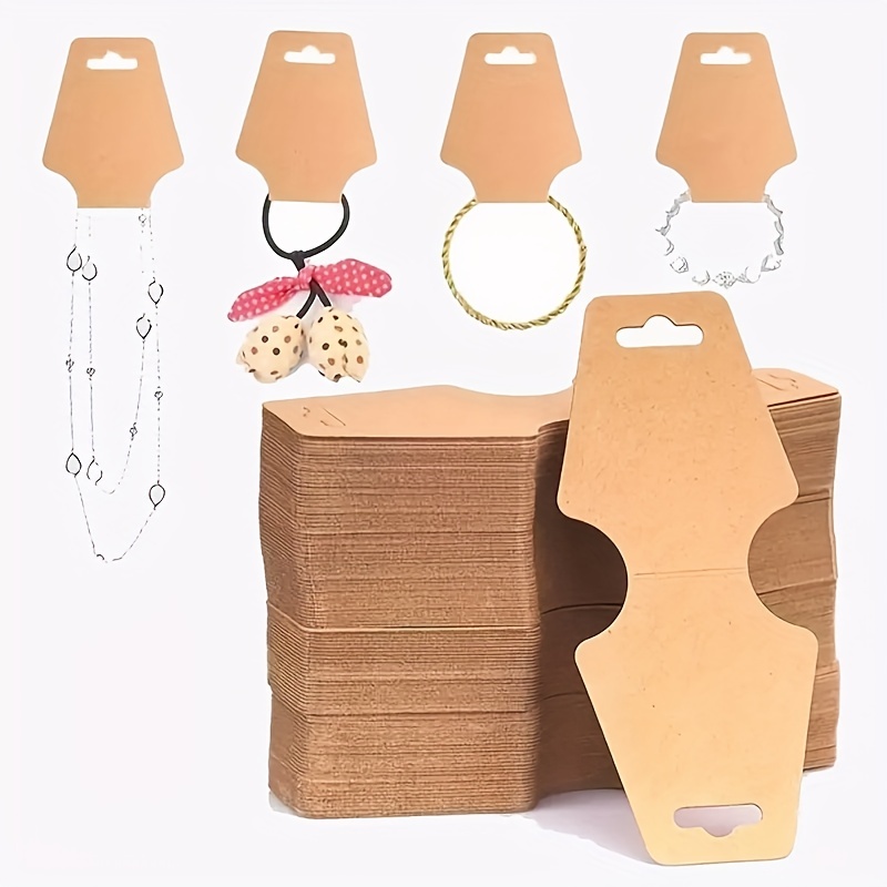 Wholesale Fold Over Kraft Paper Adhesive Jewelry Display Cards for Necklace  & Bracelet Display 