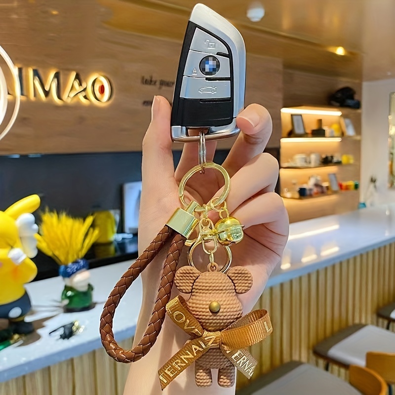Hand-woven Silk Scarf Car Keychain Accessories Luxury Design PU