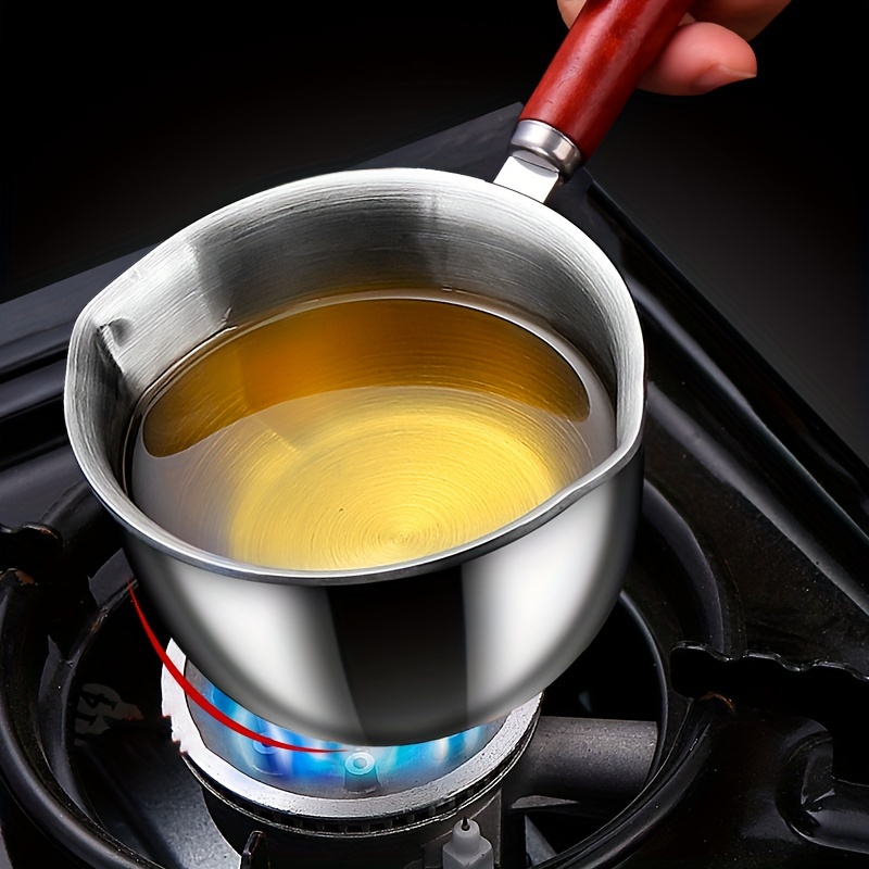 Single Handle Coffee Warmer Boiling Pot Mini Milk Pan Aluminum Alloy Non  Stic US