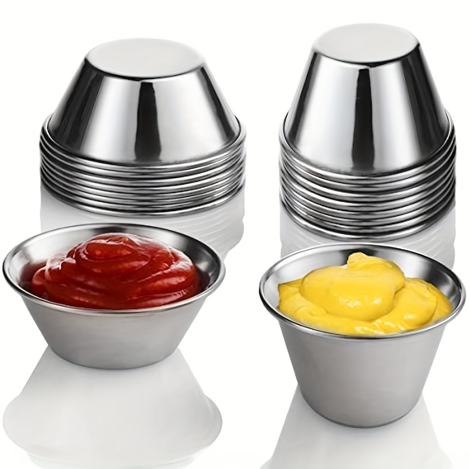 Cheers.us 70ml Salad Dressing Containers, Small Condiment Containers with Leakproof Silicone Lids, Kids Sauce Dipping Cups Stainless Steel Mini Dips