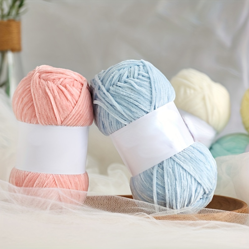 Fil de velours 100g/110m Chenille velours fil laine à tricoter épais chaud  Crochet fil à tricoter coton bébé laine bricolage tricoté à la main pull  doré (Color : 05) : : Cuisine