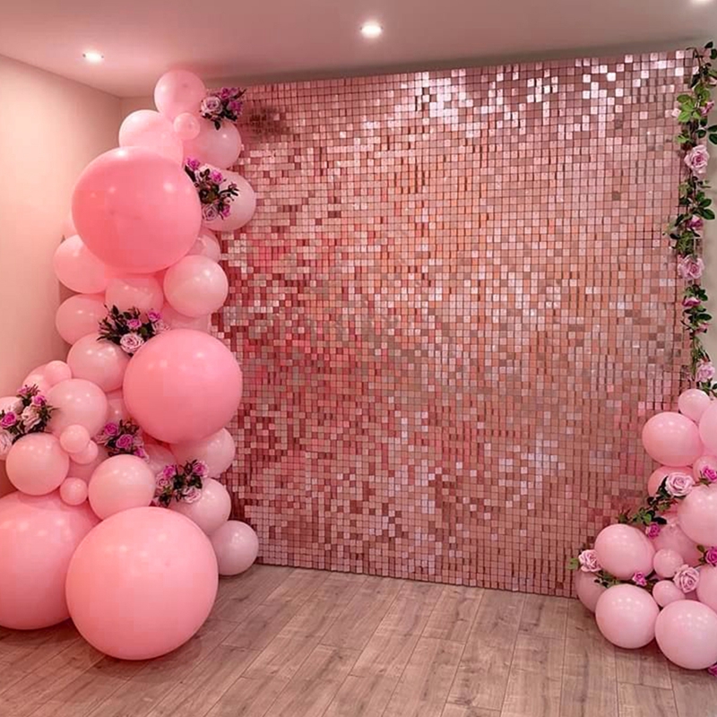 1 cortina de fondo decorativa para fiesta, cortina de borla cuadrada de  plástico rosa metálico para fiesta, Moda de Mujer