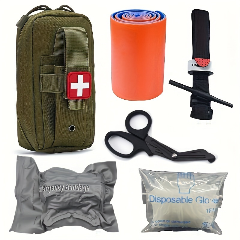  Kit de supervivencia de emergencia, kit táctico de primeros  auxilios para trauma militar, bolsa Molle EMT IFAK para equipo al aire  libre, torniquete, vendaje, kit de control de sangrado para camping