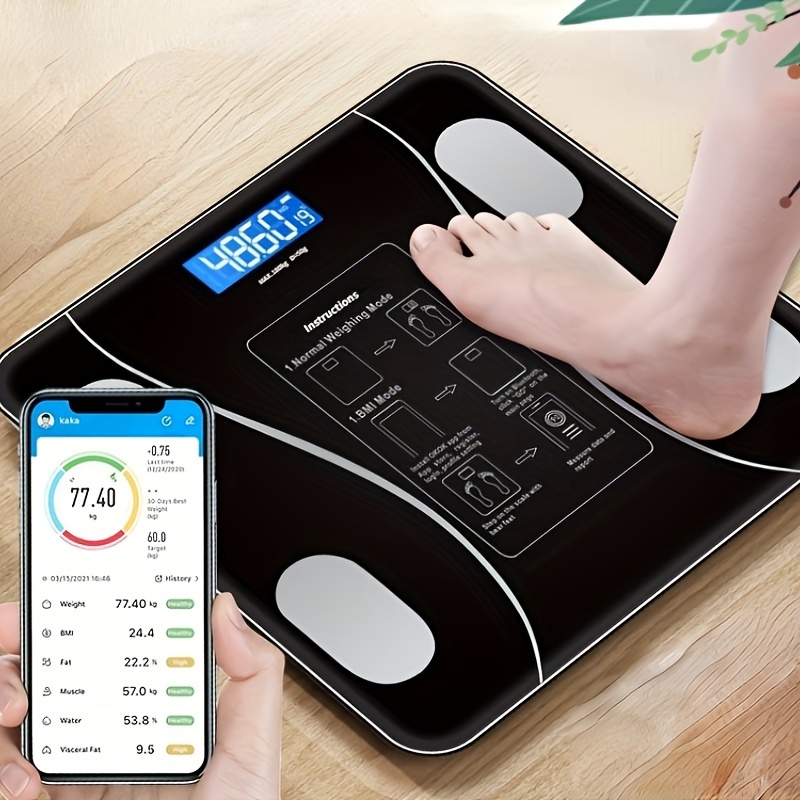 Smart BMI Digital Scale - Measure Weight and Body Fat - Most Accurate  Bluetooth Glass Bathroom Scale,Black 