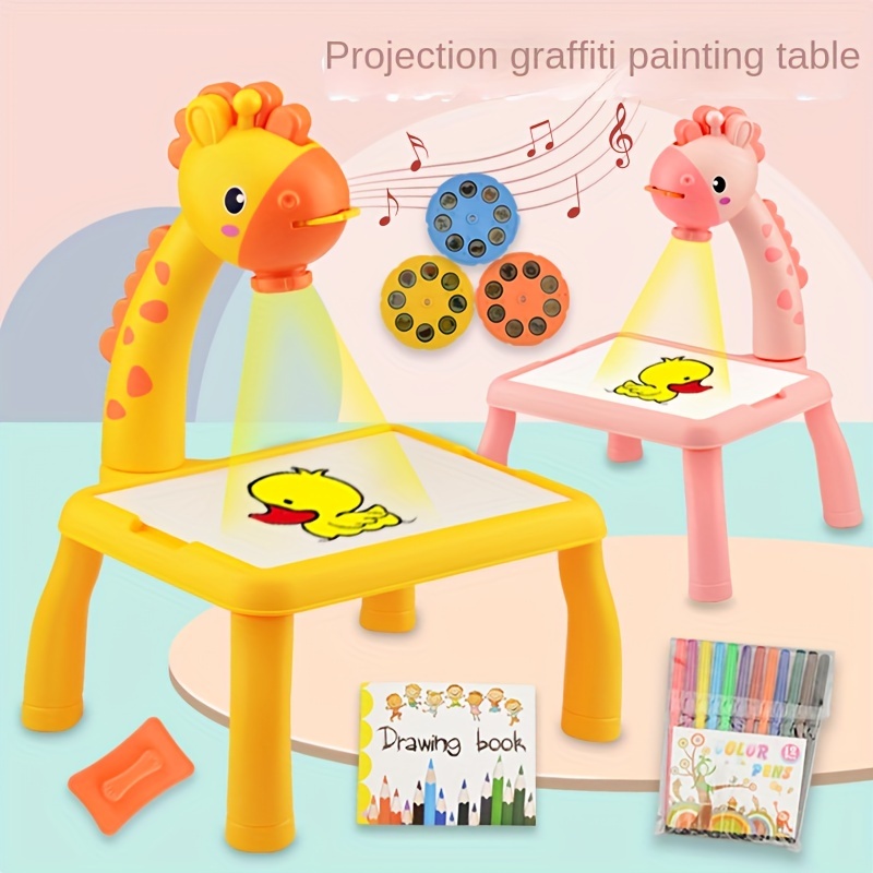 Kids Mini Led Projector Art Drawing Table Light Toy Painting Board