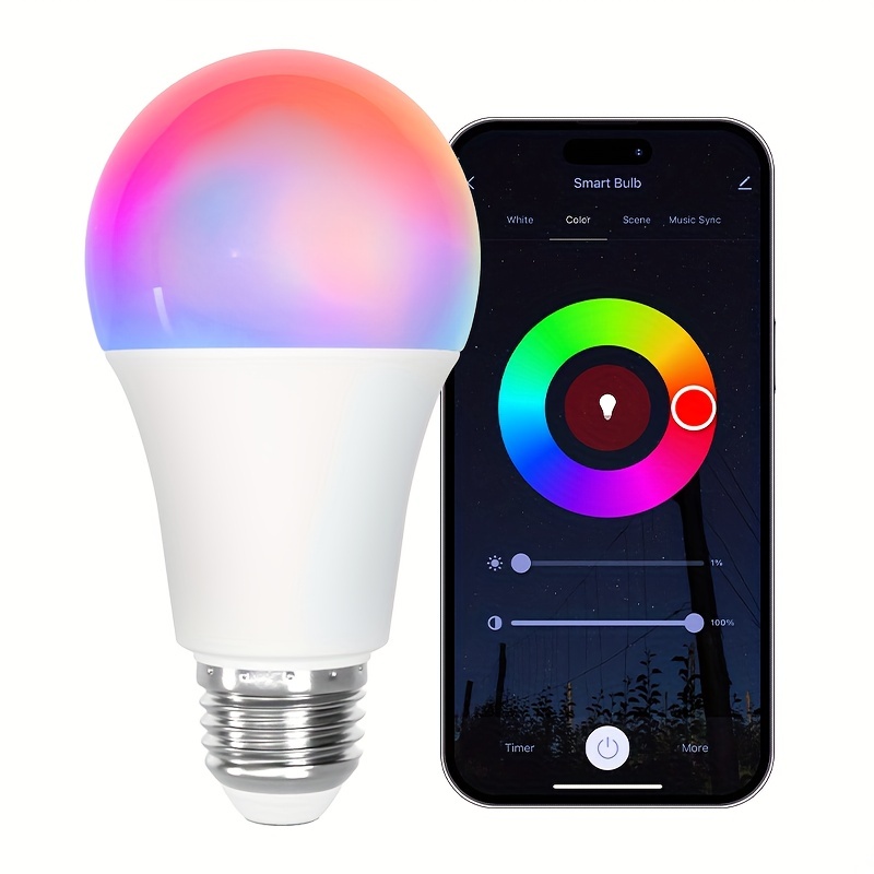 DAYBETTER Smart Light Bulbs, RGBCW Wi-Fi Color Changing Led Bulbs  Compatible with Alexa & Google Home Assistant, A19 E26 9W 800LM Multicolor  Bulb, No