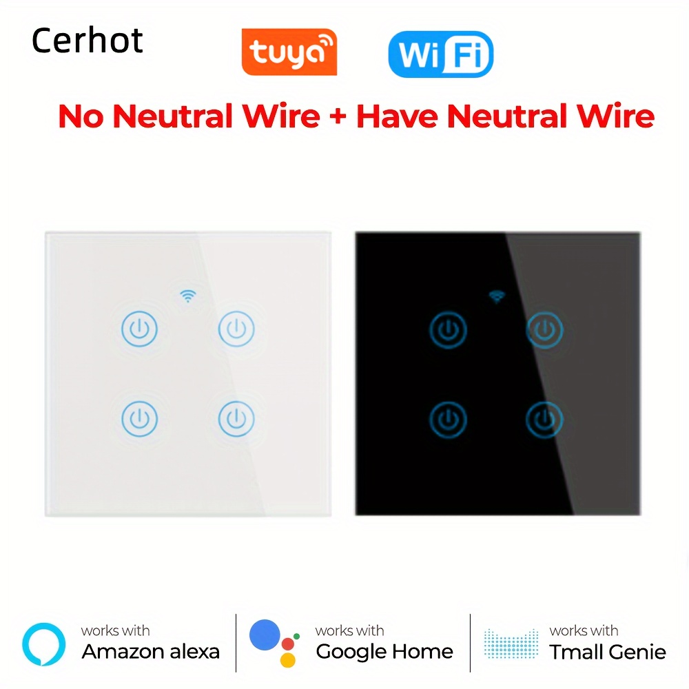 Interruptor Inteligente Wifi Touch 1 Canal- Con y Sin Cable Neutro
