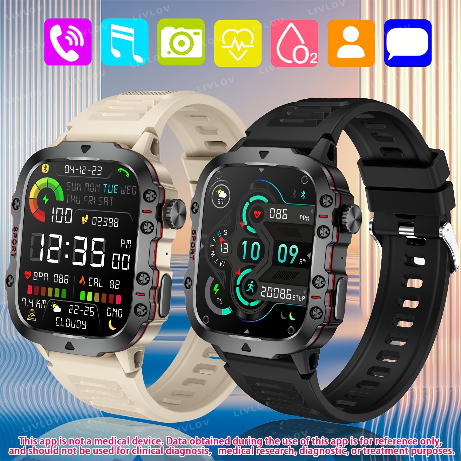 2023 New Outdoor Military Smart Watch Men Bluetooth Call Smartwatch GPS  Sport Waterproof Ftiness tracker Watch For Huwei Xiaomi 2024 - $27.99
