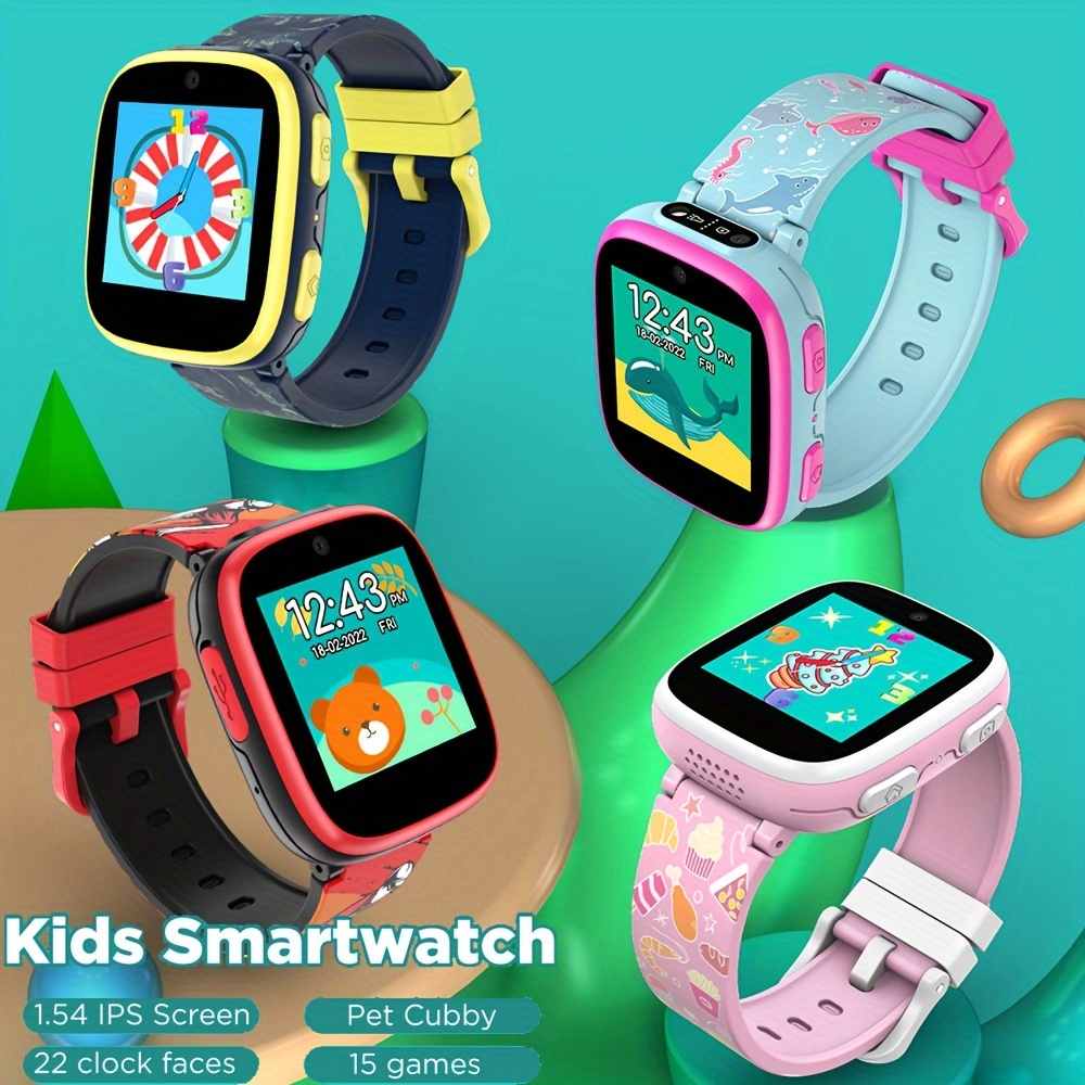 Reloj inteligente para niños, reloj inteligente para niñas y niños de 4 a  12 años con reproductor de música, pantalla táctil HD, 23 juegos, cámara