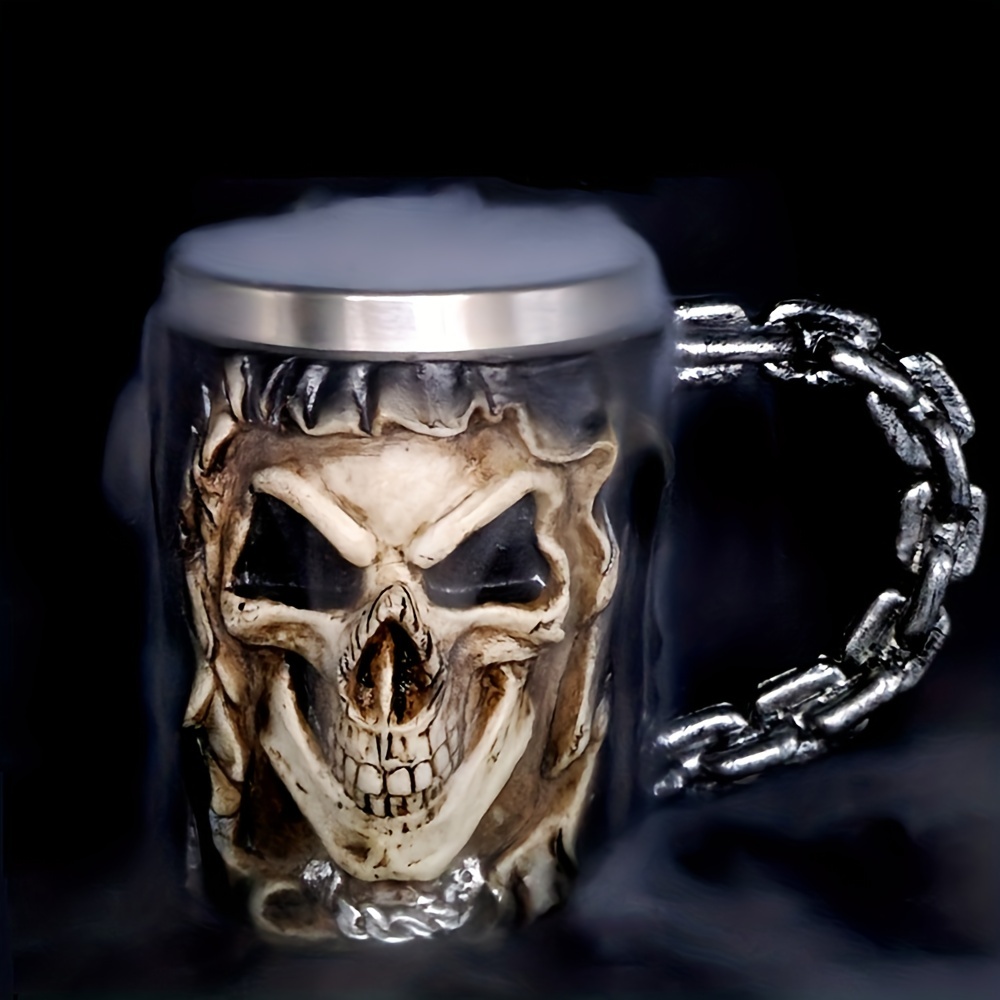 3d Vintage Beer Cup Large Capacity Beer Mug Colorful Skull Or Dragon Double  Wall Coffee Mug Office Stainless Steel Drinking Cup Halloween Gifts Day Of  The Dead Gifts - Temu