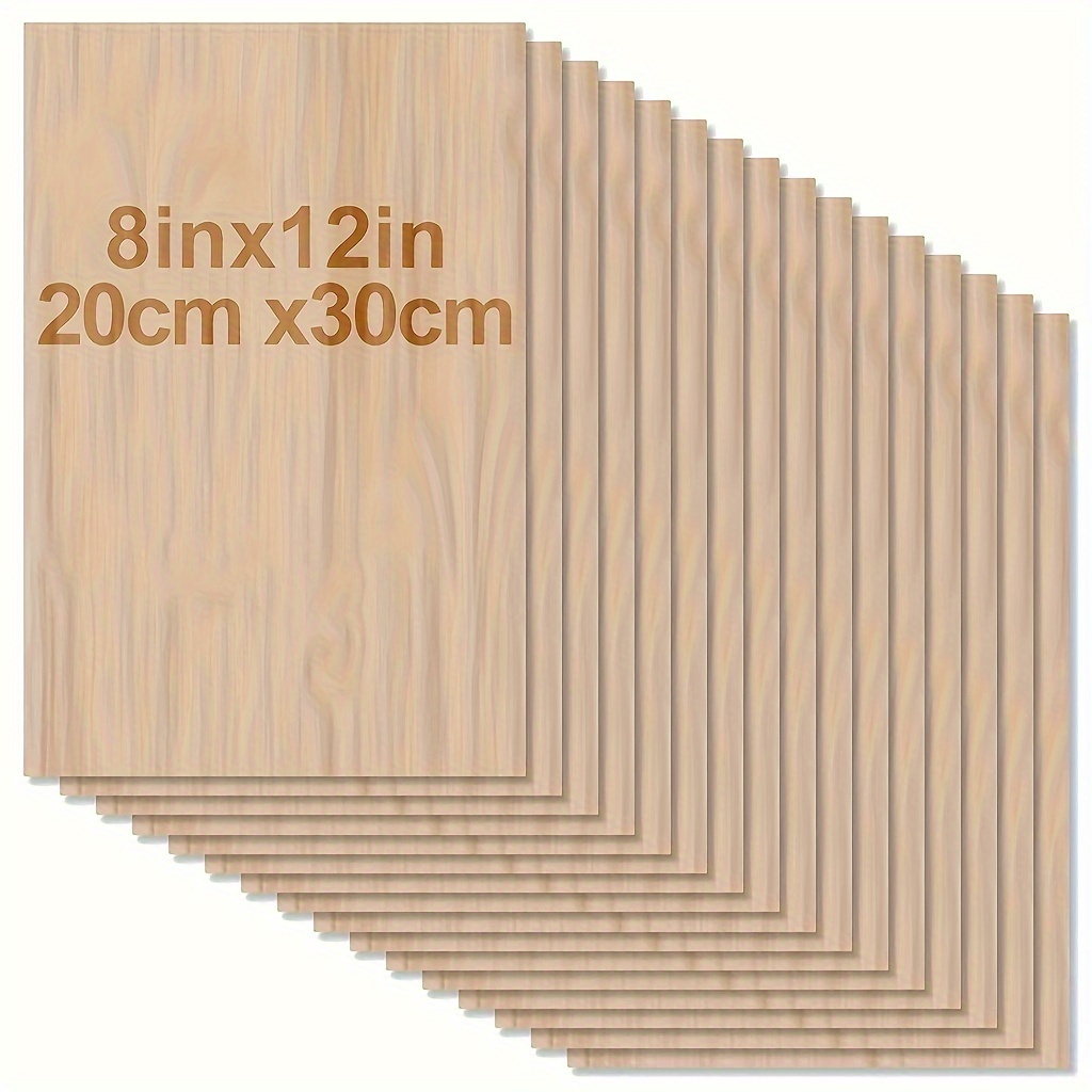 24 Pieces 1/8 X12 x 12 Craft Wood Basswood Sheets Thin Wood Slices Craft Project Board Unfinished Plywood for Laser Cutting DIY Wooden Plate