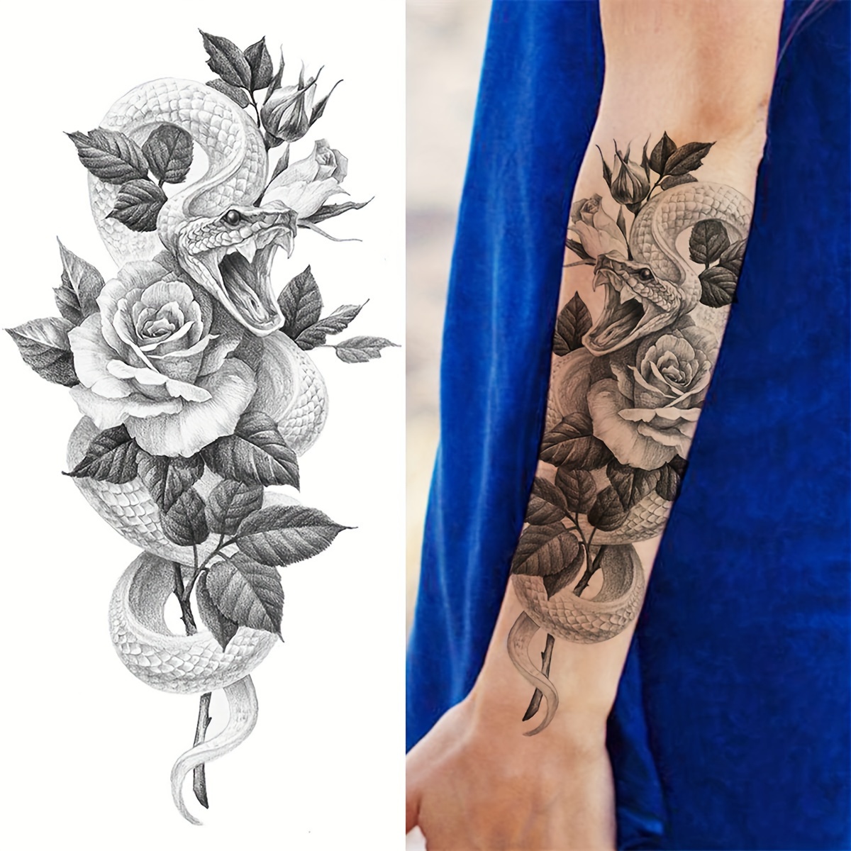 Pegatinas de tatuaje temporal de búho para hombres y mujeres, tatuajes  falsos geométricos de pluma de tinta negra, tatuajes impermeables, brazo y  vientre de gran tamaño - AliExpress