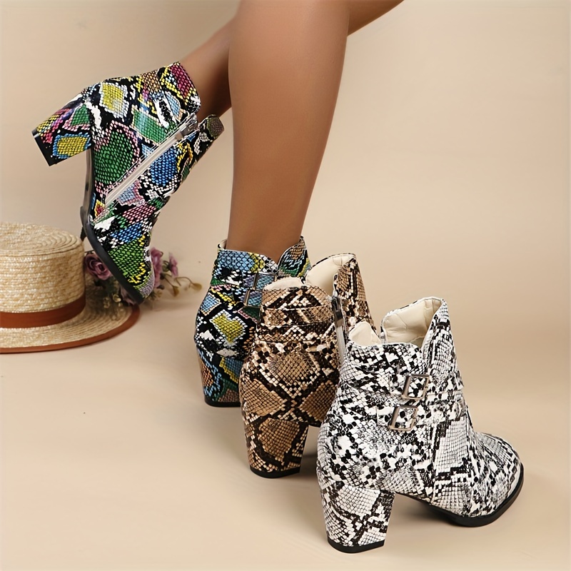 Bamboo faux clearance snakeskin booties