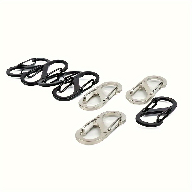 Metal D Shape Small Link Spring Gate Hiking Silver Carabiner Clip
