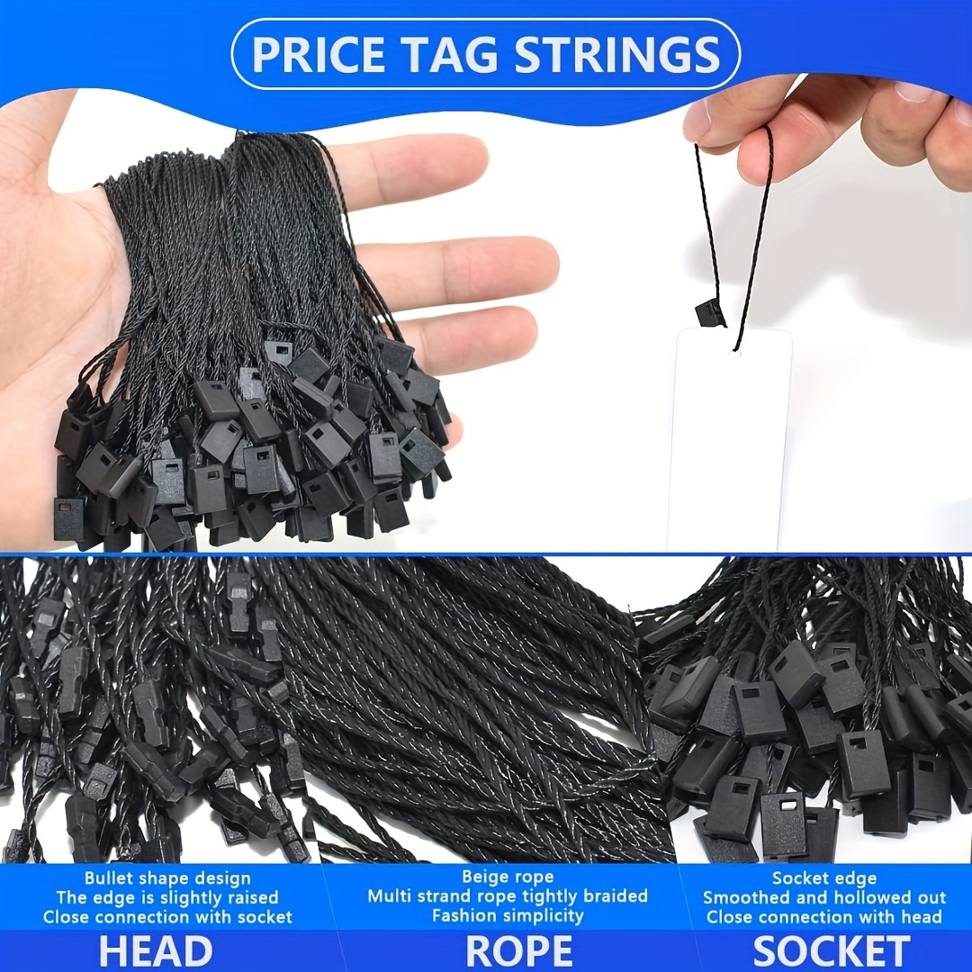 1000pcs 1mm Pre-cut Waxed String, Jute String, Cotton String  Black/white/beige Hang Tag String Loop Hook Clothing String Supplies 