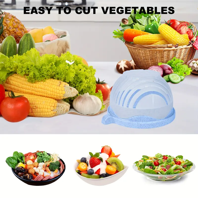 Snap Salad Cutter Bowl, Salad Chopper Bowl And Cutter, Multi