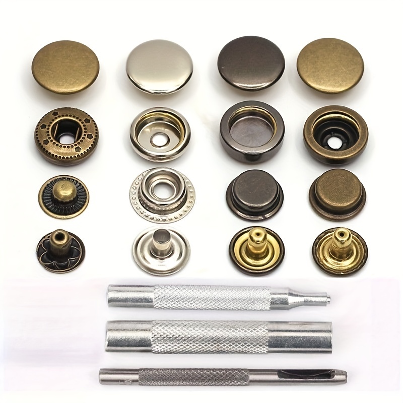 Botones de presión metálicos con rosca, Ø15 mm (50 set)