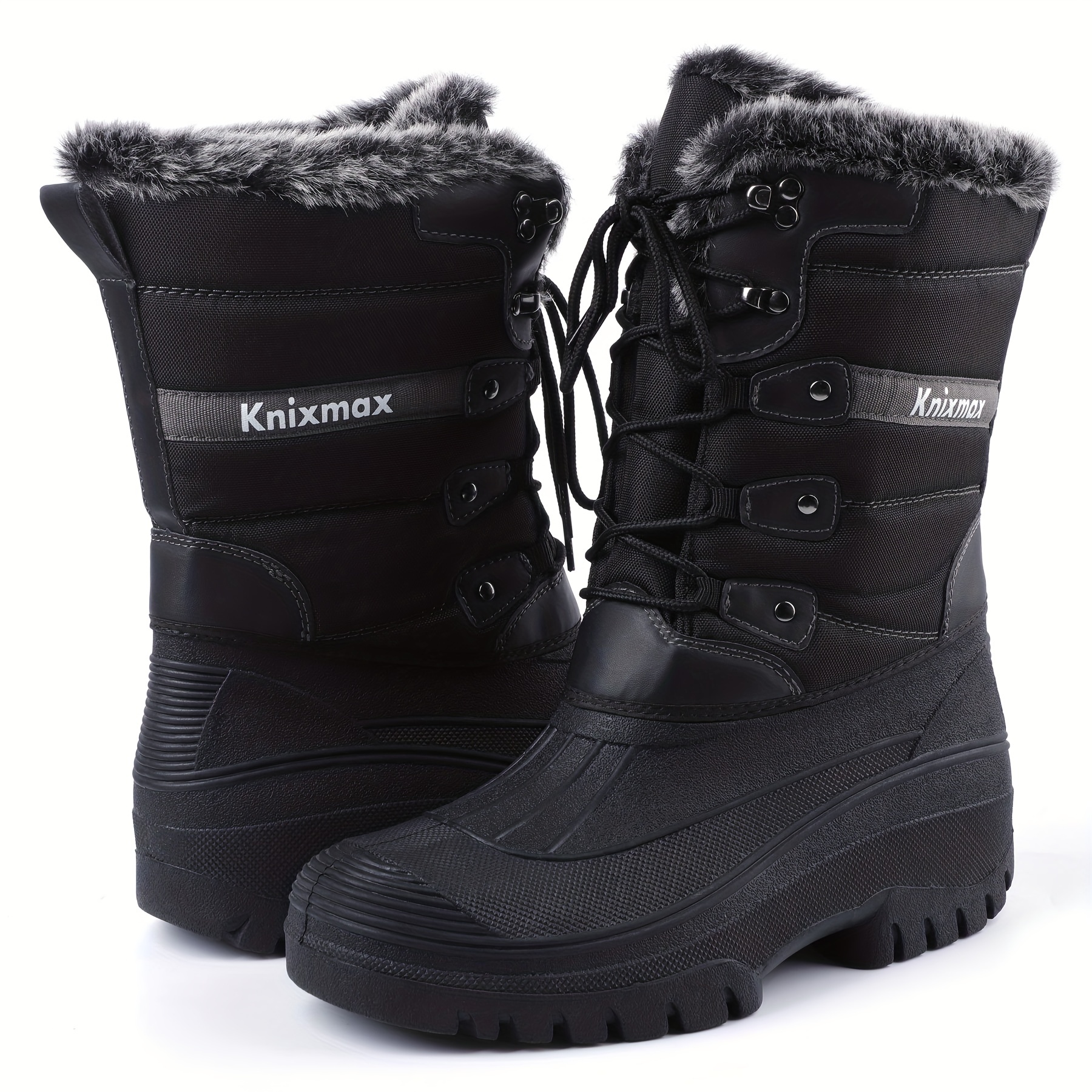 Women's Black Waterproof Non-slip Outdoor Sneakers, Winter Thermal  Insulated Shoes, Women's Footwear
