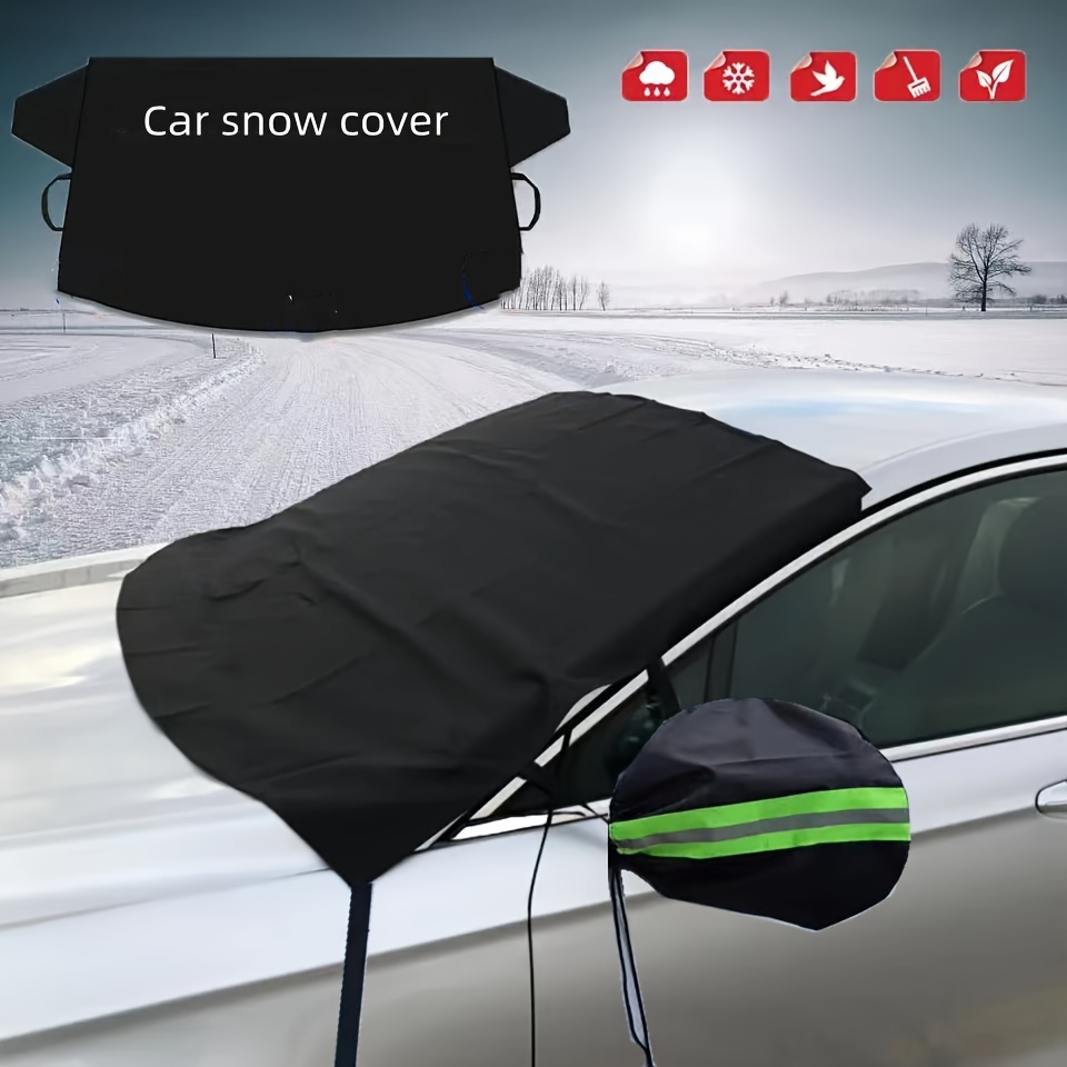 Car Windshield Snow Cover with 4 Layers Windproof Protection Defense Frost  Sunlight, All Weather Winter & Summer Front Window Automotive Covers Sun 
