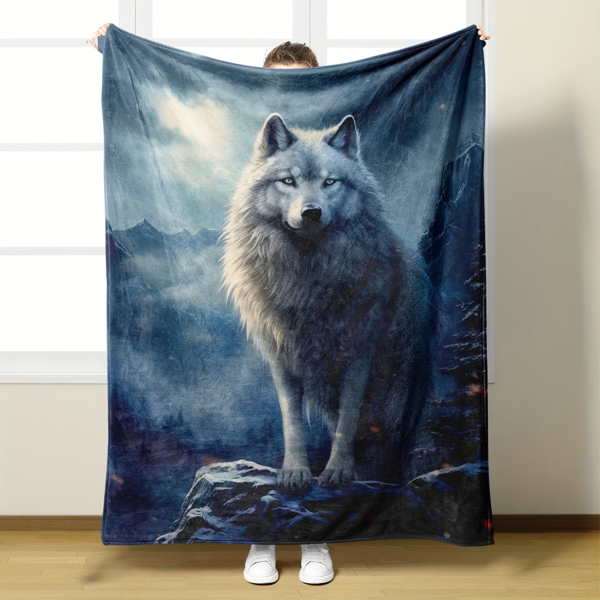 1pc Ultra soft Micro Throw Blanket Forest Camo And Wolf - Temu