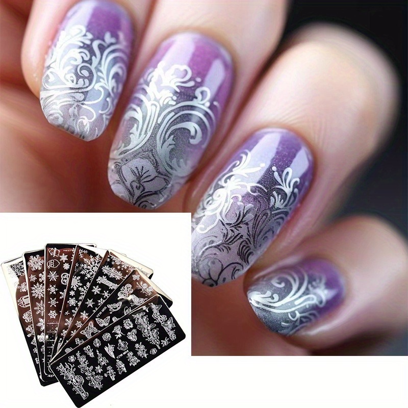 Impresora de Arte de uñas para manicura, juego de estampador de colores con  6 paletas de patrones - AliExpress