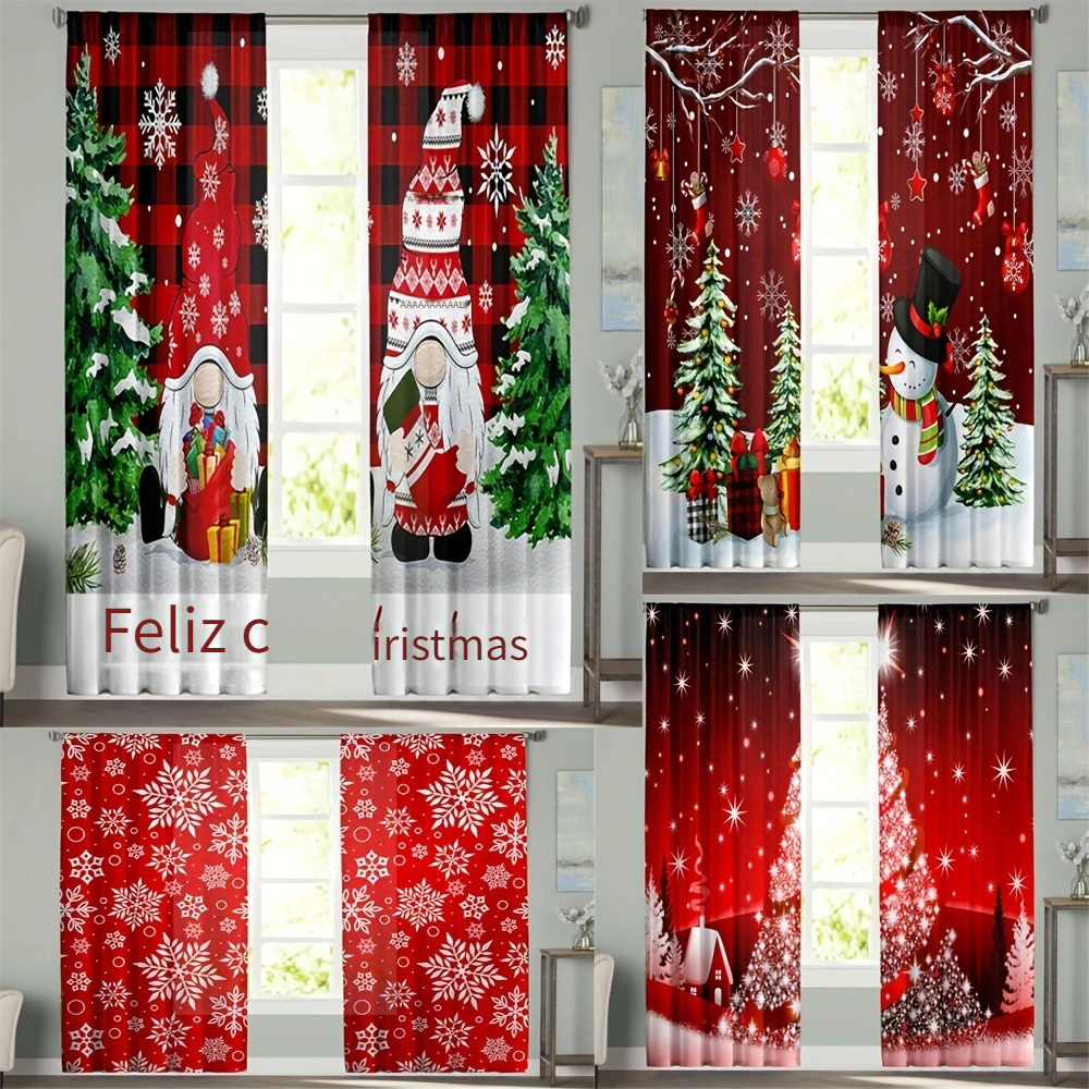 2 Paneles Cortinas Blancas Copo Nieve Navidad Sala Estudio - Temu