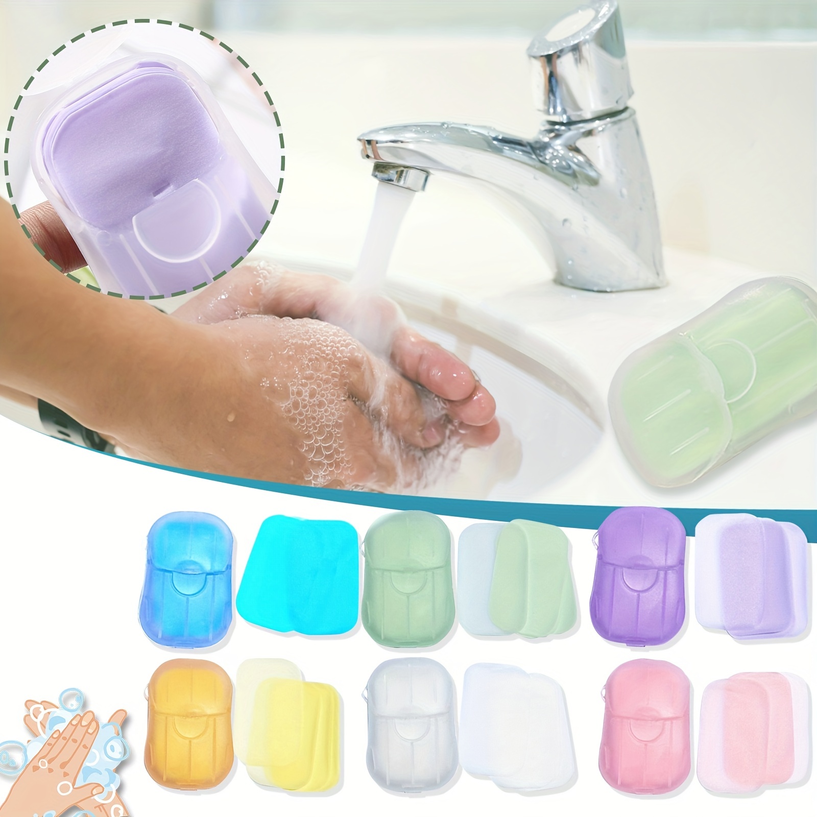 1box Multicolor Portable Home Bath Washing Hand Paper Soap Flakes Travel  Foaming Soap for Sterilization