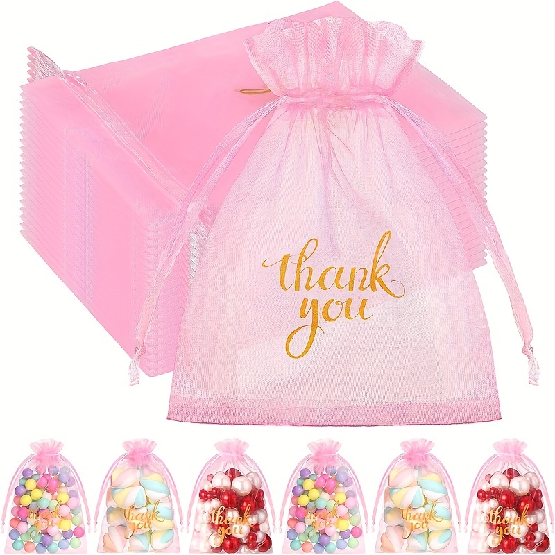  Paquete de 100 mini bolsas transparentes de organza  transparentes con cordón de 4 x 6 pulgadas, bolsas de joyería para bodas,  decoraciones de fiestas, regalos de arte y manualidades (blanco) 