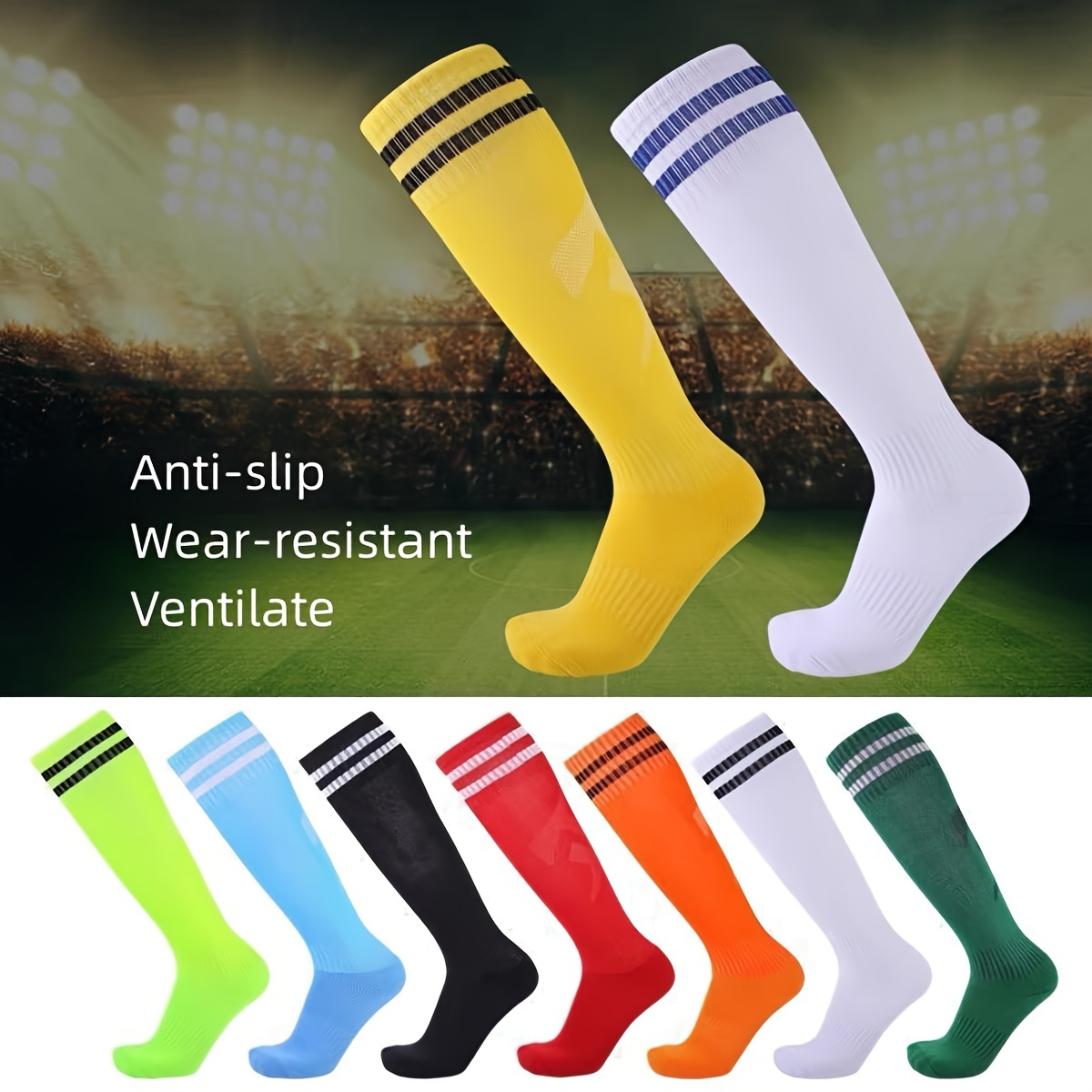 Calcetines deportivos de fútbol para niños, medias antideslizantes de  agarre para correr al aire libre, 1 par - AliExpress
