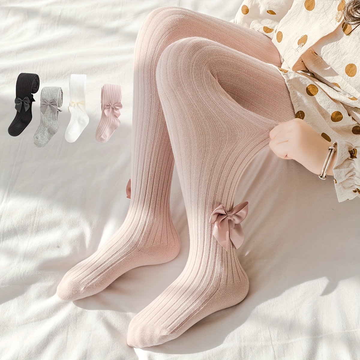 1pc Girls' White Close-fitting Dance Socks, Thin Pantyhose Tights
