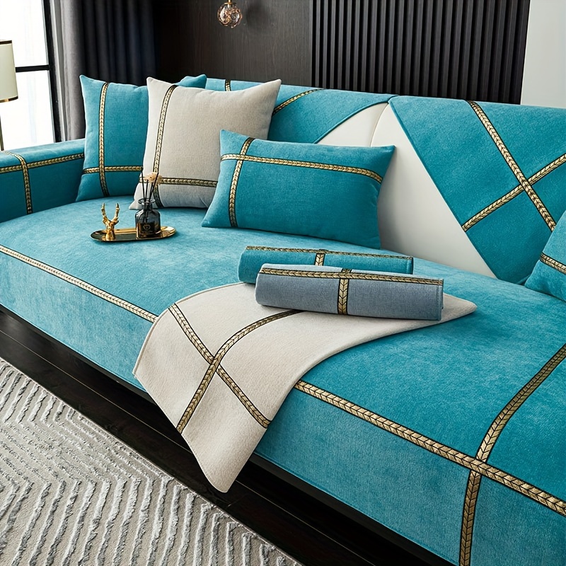 Funda de cojín de terciopelo para sofá en forma de L, funda elástica para  cojines de asiento, protector de muebles suave y antideslizante para silla
