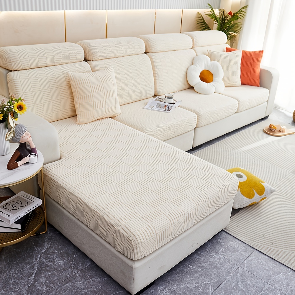1pc Plush Universal Seasonal Sofa Seat Cushion, Anti-slip Sofa Pad,  Suitable For L Shaped Sofa And 1/2/3/4 Seater Sofa, Living Room Furniture  Cover