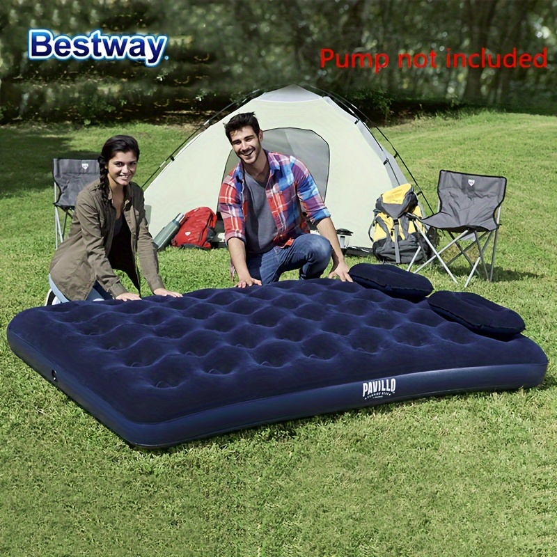 Colchoneta de dormir doble para campamento, colchoneta inflable con  almohada para 2 personas, bomba de pie incorporada, colchón compacto  ultraligero