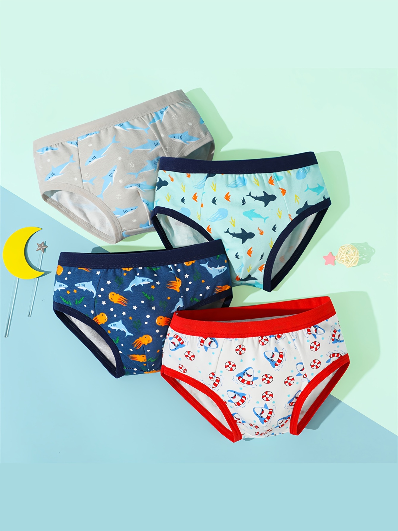 3pcs Boys Cute Dinosaur Graphic Print Breathable Soft Cotton Briefs  Underwear Clothes