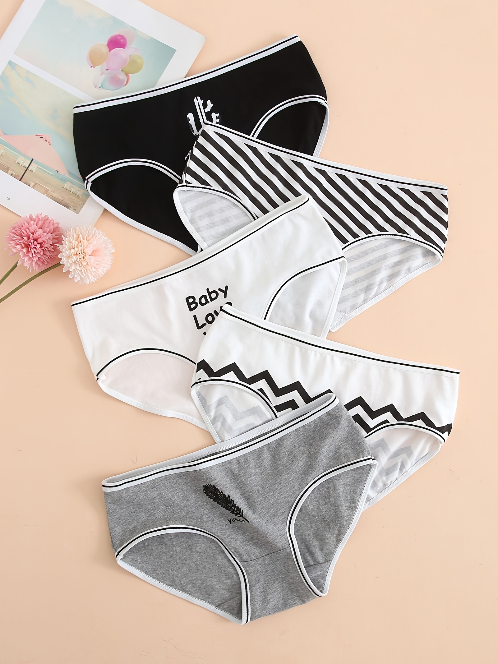 Heart Plaid Print Briefs Comfy Cute Bow Intimates Panties - Temu