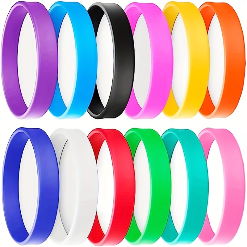GOGO 60 Pcs Rubber Bracelets for Kids, Silicone Rubber Wrist Bands for  Events - Mixed Colors