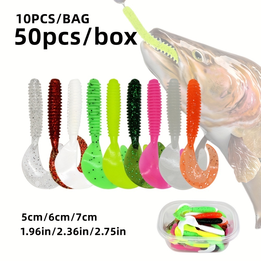 Soft Worm Bait,50pcs/box Noodle Worm Soft Soft Bait Fishing Lures