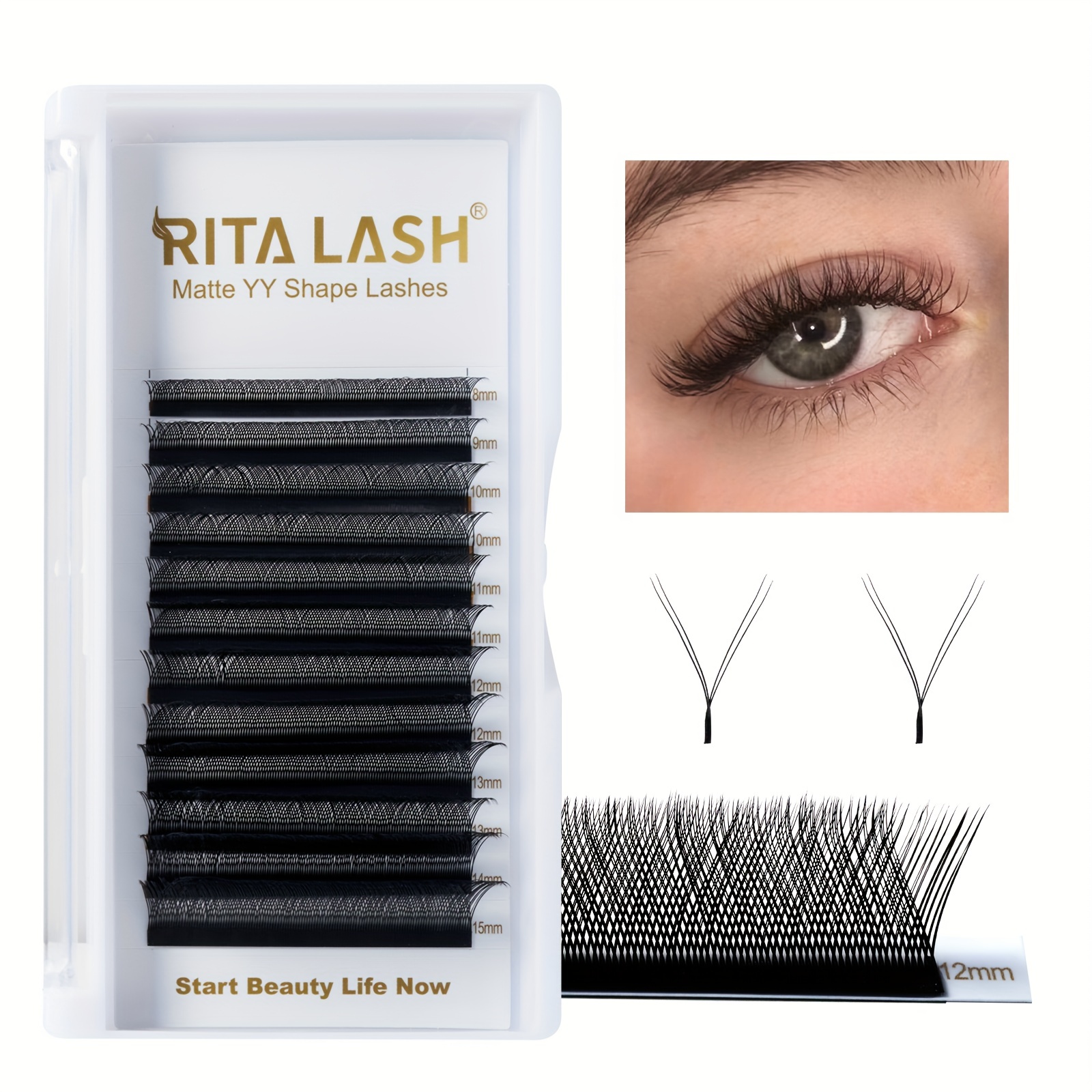 V-shaped Auto Fan Lash Extensions 8-15mm Mix Automatic Blooming Flower  Lashes Self Fanning Lashes Russian Volume Individual