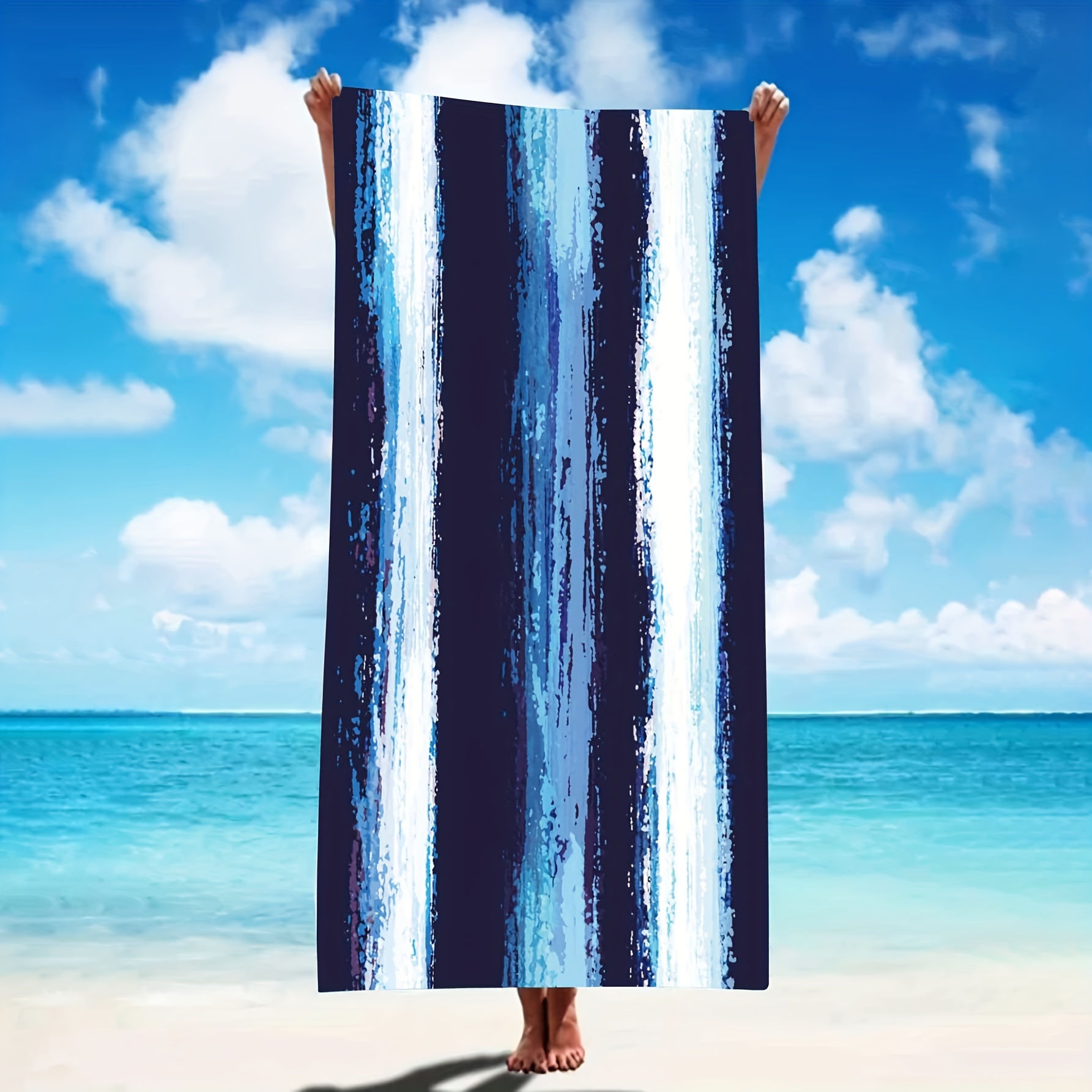 Microfiber Beach Towel Oversize Clearance,extra Large 59x29.5, Cool  Travel Pool Towel, Ideal Gift For Women Men (blue Leaves)