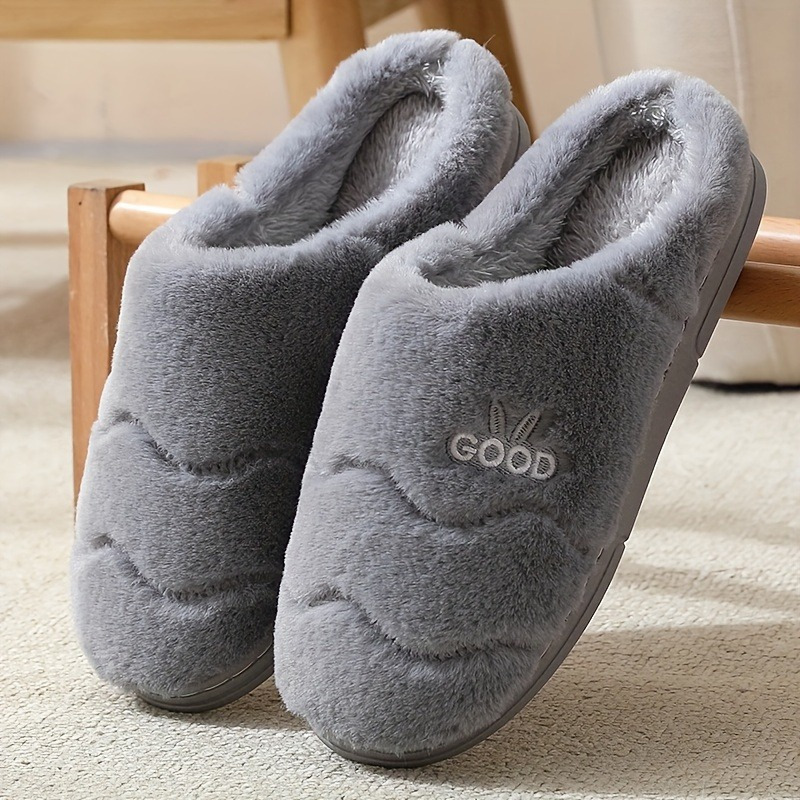 Mens Fuzzy Fleece Slippers With Memory Foam Warm House Shoes For Indoor  Outdoor Winter - Men's Shoes - Temu