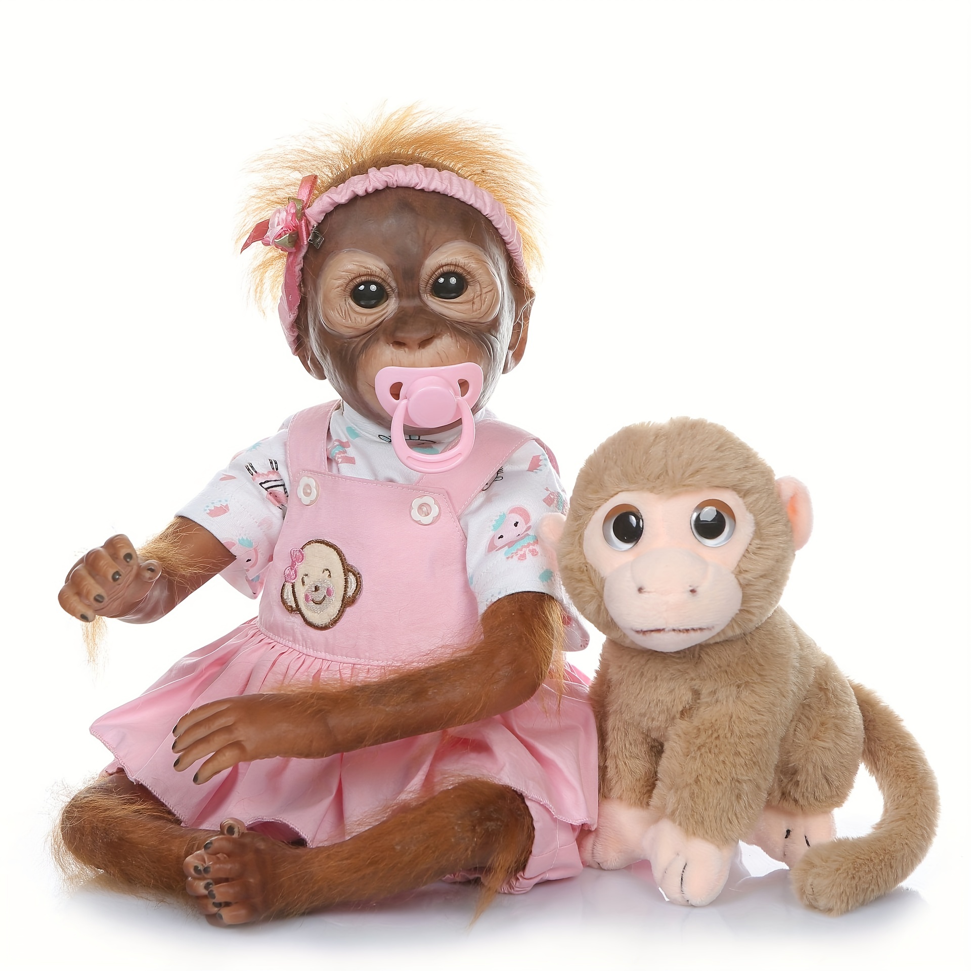 Mono de peluche que habla con 3 monos bebés en su barriga | Mono de peluche  | Animales de peluche | Familia de animales de peluche | Mamá y bebé 